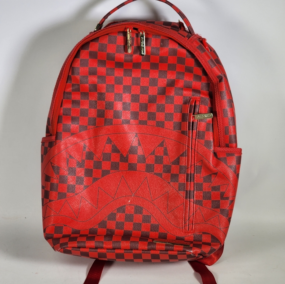Sprayground x Todd Gurley Sharks In Paris Red Checkerboard Backpack